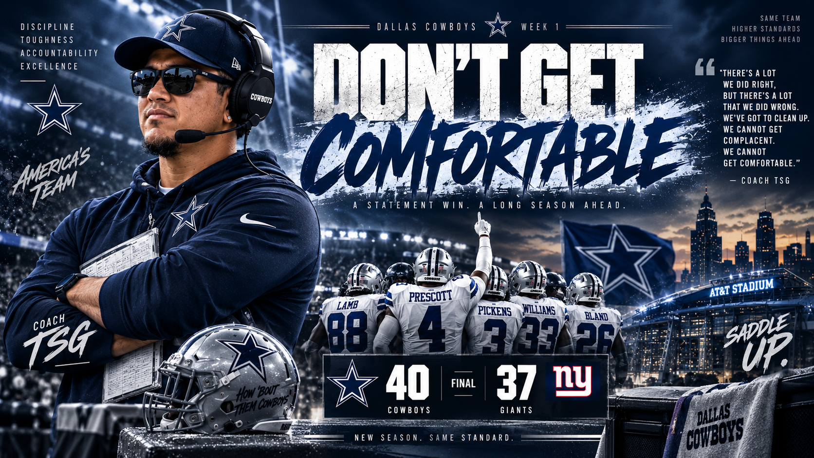 “DON’T GET COMFORTABLE”